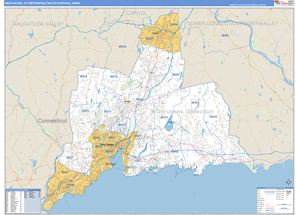 New Haven, CT Metro Area Zip Code Map